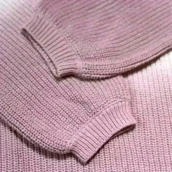 OMBRE Knit 100% Cotton Cropped Pink Purple Pullover Sweater Taper Sleeve Women L - Picture 3 of 7